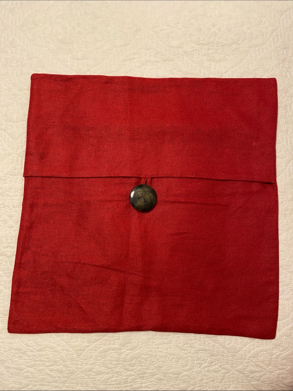 Pottery Barn Brick Red Linen Pillow Cover 18” Square